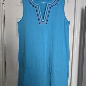 Lands' End Blue Embroidered Tunic Dress